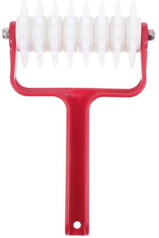 BESTOYARD Pizza Dough Docker, Pastry Roller with Spikes, Pizza Docking Tool for Home, Commercial Kitchen Making Accessories, Red