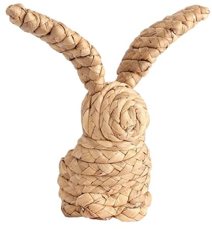 Figura de conejo de paja, decoración de conejo de pie, decoración de mesa de Pascua, paja hecha a mano, artesanía de conejo portátil, decoración de jardín de granja, decoración de conejo de