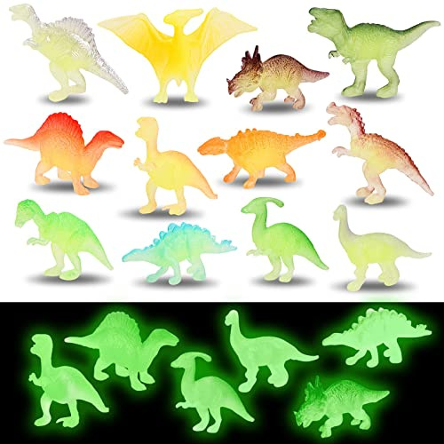 emperoch 36 Piezas Mini Figuras de Dinosaurios, Figuras Realistas de Dinosaurios, Brillan en la Oscuridad Dinosaurios Juguetes, para Niños Niños Niñas - 12 categorías