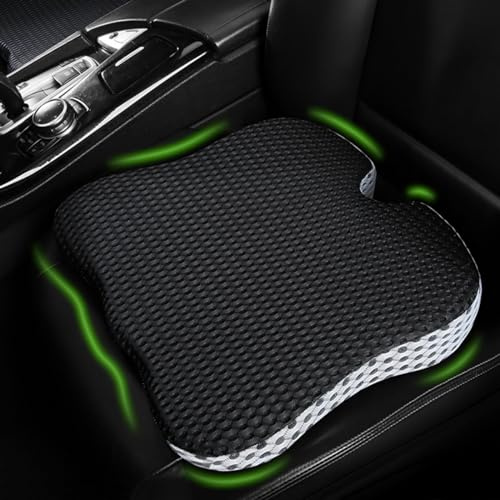 Thorder Cuscino per Sedia Auto, Cuscino Sedia Memory Foam, Cuscino Sedile Auto Guidatore, Cuscino Ortopedico Sedia per Auto, Sedia da Ufficio, Letto, Sedia a Rotelle, Nero