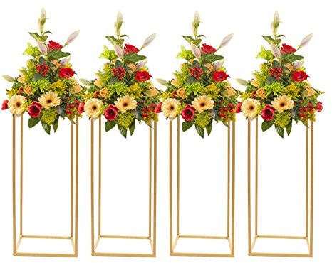 MINRS Soporte de metal para flores, juego de 4 taburetes para flores, soporte para plantas, sólido y robusto, estable y fácil de limpiar, ideal como soporte para flores para exteriores e interiores