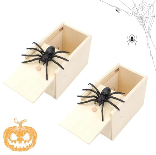 2 Stücke Scherzartikel Spinne in Box Spider Box Prank Scherzartikel Spinne Spinne Box Streich Spider Scare Box für Kinder Erwachsene Party