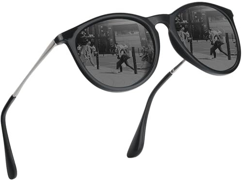 Perkanion Polarisierte Sonnenbrille Damen Rund UV400 Schutz Sonnen Brille Cateye Retro Vintage Sunglasses Woman