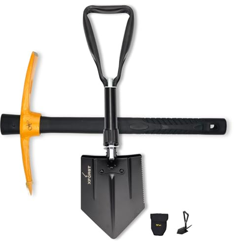 Xforst Juego de palas plegables KS1 y mini pico PF45 – Kit indispensable para jardinería, camping y supervivencia