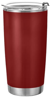 Tazas de acero inoxidable granate de color sólido puro borgoña para bebidas frías y calientes con tapa y pajita, taza de café de viaje para bebidas calientes y frías, vaso estético con aislamiento al