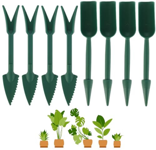 WeddHuis 8 pezzi forcone, set per piantagione di semi, bastoncino per trapiantare piantine, distributore di semi per piantine, set di legno per piantagione di semi per la propagazione (verde scuro)