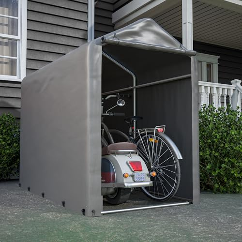 Garage à vélos 100x187x160 cm, garage à vélos pour 2 vélos, abri à vélos avec protection UV, garage à vélos résistant aux intempéries, tente d'équipement avec porte roulante imperméable (100x187x160