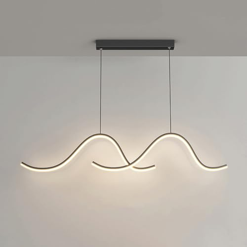 HLRTBCN Luz de Colgante LED de 32W, lámpara de Arco LED Negro Moderno para el Comedor luminato sobre la Mesa iluminación Moderna de la Isla de Cocina, Altura lámparas de Techo Ajustables Aqiong