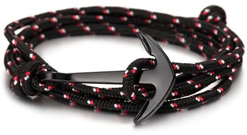 Svart ankare armband med polyestersnöre
