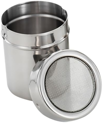 ANDRESLAD Recipiente de Acero Inoxidable Especias Sal y Azúcar Espolvoreador con Orificios Finos para Cacao Pimienta y Café Diseño Elegante para Cocina y Restaurante