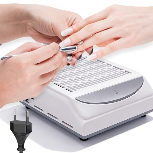 Aspiratore Unghie 100w: Aspiratore Da Tavolo per Unghie Con Filtro E Lampada, Raccoglitore Di Polvere per Unghie Silenziosa Aspirazione Unghie per Salone Di Unghie E Casa (Bianco)