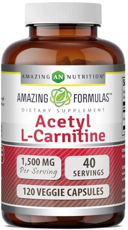 Amazing Formulas Acetyl L-Carnitine | 1500 per Serving Supplement | Vegetarian Capsules | Non-GMO | Gluten-Free | Made in USA (1 Pack | 120 Count)
