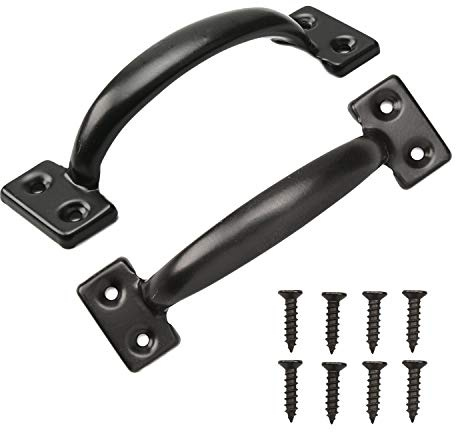 TamBee 2PCS 6-1/2 Inch Pulls Black Door Pull Handle Metal Kitchen Cabinets Furniture Wardrobe Medicine Handle in Black Door Hardware