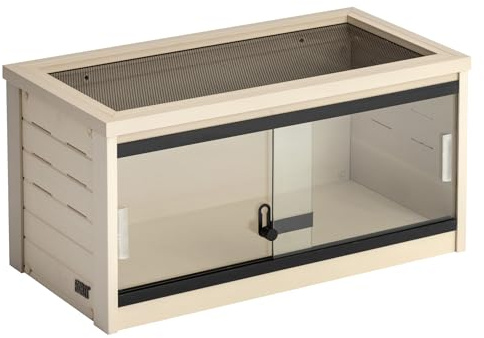 New Age Pet ECOFLEX 24 Wide Small Reptile Habitat Enclosure, Glass Front Terrarium for Snakes, Lizards & Tortoises in Maple or Grey, Easy to Clean, Front Access Design and Mesh Top