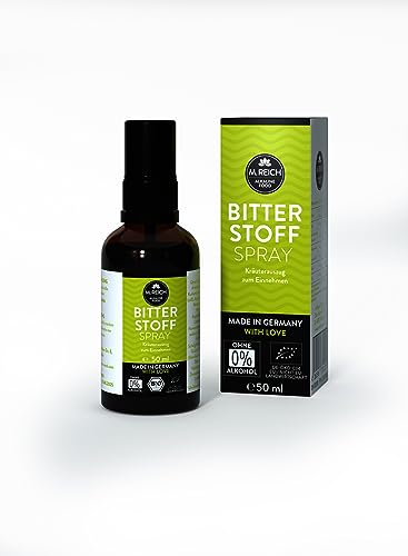 M. Reich BitterStoffSpray - Bitterspray ohne Alkohol - 50 ml für 40 Tage - 55 Bio Pflanzen und Bitterkräuter - Vegan und ohne Zusatzstoffe