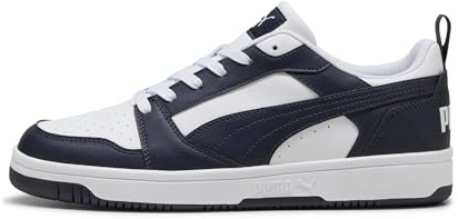 PUMA Rebound V6 Low Unisex Sneaker, Puma White New Navy, 40.5 EU