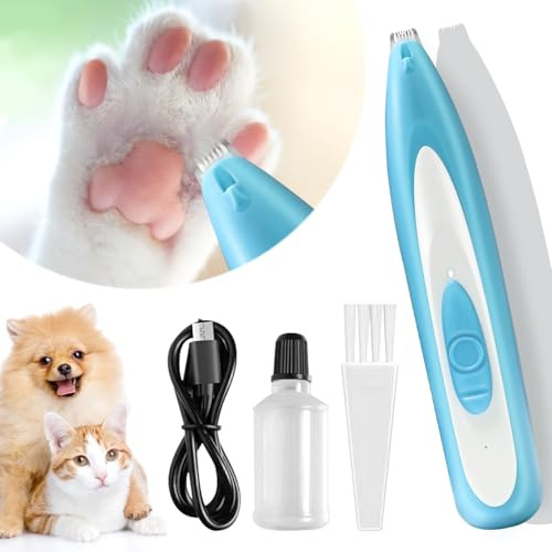 Cortapelos Perros Gato Azul,Maquina de Cortar Pelo Perro USB recargable,Maquina de Cortar Pelo para Perros Con LED a Prueba de Agua de Bajo Ruido,para Gatos y Perros Patas,Orejas,Cuerpo (Azul)