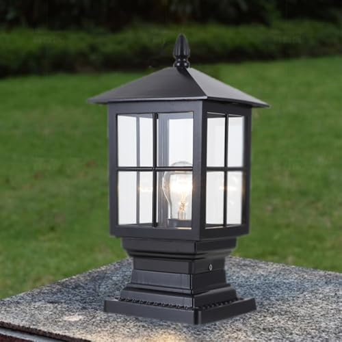 FDOIUTU Utomhus ljus stolphatt lampa E27 vattentät för trädgård staket utomhus spotlight, trädgård i metall, staketstol för terrass (svart)
