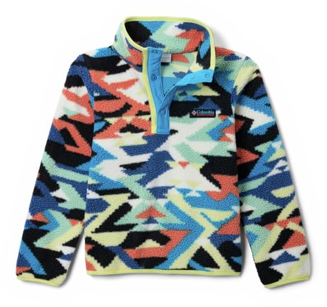 Columbia Youth Unisex Helvetia 2 Printed Half Snap Fleece, Fleece Pull Over, Compass Blue Reflections, Compass Blue, M