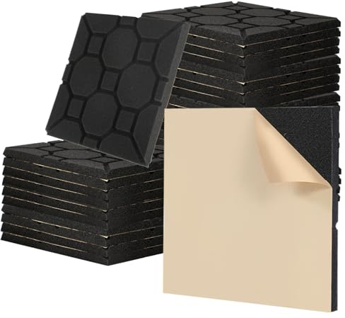 ISOISL 24 stycken noppskum för ljudisolering och ljuddämpning – självhäftande akustiska paneler för effektiv ljudisolering hemma och kontor 30 x 30 x 2,5 cm, block