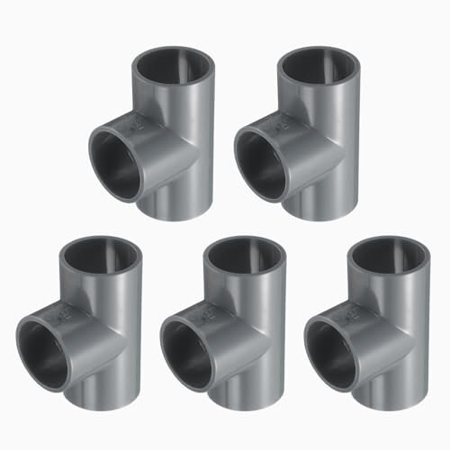 sourcing map 5 Stück 1 17/64 Zoll T-Stück 3-Wege-PVC-Rohrverschraubungen, Möbelbau, Eckbeschläge, Winkelbeschläge für Heimwerker, Regal, Garten, Stützstruktur, Zeltanschluss, Grau