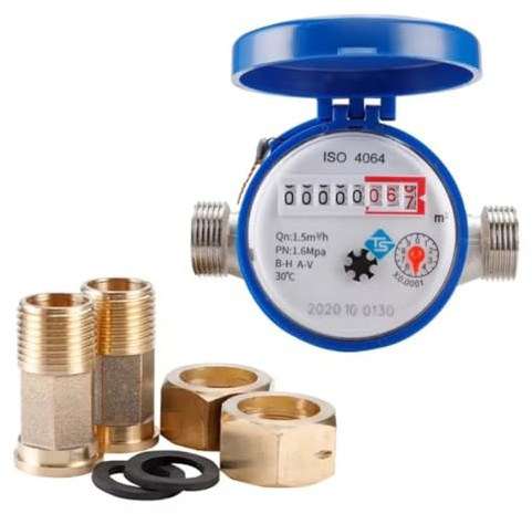 Fangxuee Contador de Agua Inteligente Puntero Giratorio Mecánico Contador de Flujo de Agua Pantalla Digital Herramientas de Medición de Agua