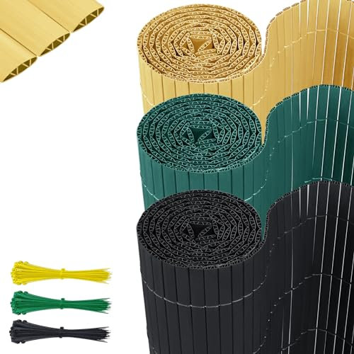 SUBTLETY 80 x 400 cm PVC recinzioni per giardino frangivista di protezione visiva resistente alle intemperie con fascette stringitubo a forma di W parasole, tappeto per terrazza balcone (verde)