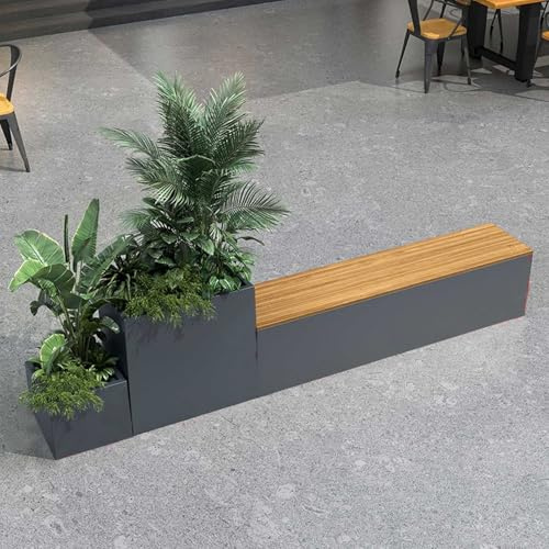 Banco con jardinera, Cama de jardín elevada de acero inoxidable for exteriores, con banco, montaje artesanal, jardineras resistentes a la intemperie for flores, frutas y verduras Banco de jardín(L200c