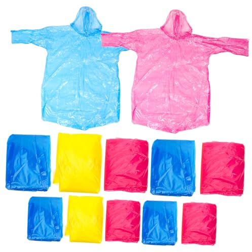 Abaodam 10pcs Disposable Rain Ponchos for Adults Boys and Girls Lightweight Raincoat Drawstring Hat Rain Coats for Camping Travel Outdoor Activities Random Color