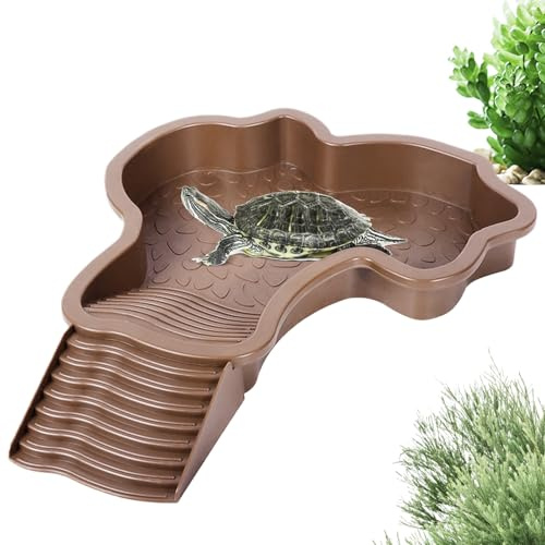 Piscina para Reptiles - Cuenco De Agua para Reptiles con Rampa | Bañera para Tortugas | Hábitat De Tortuga con Rampa | Cuenco Grande De Agua para Tortugas para Tortugas Marinas Y Varios Reptiles