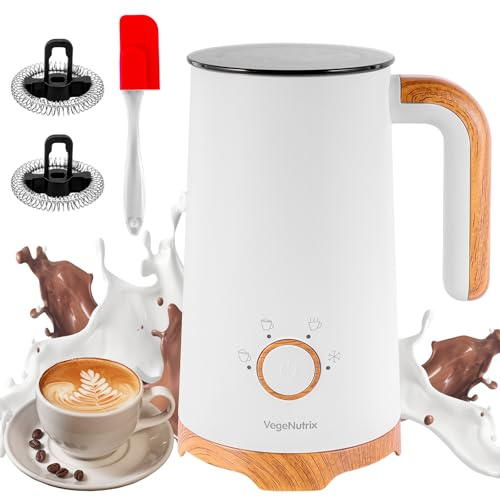Elektrischer Milchaufschäumer, Automatischer Warm- und Kaltschaumbereiter und Milchwärmer (4-in-1) mit 2 Schneebesen für Latte Macchiato, Cappuccino, Macchiato, heiße Schokolade und Kaffee