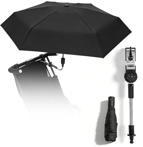 Ombrellone Passeggino Diametro 90 Cm Universale Ombrellone Per Passeggino Upf50+, Portaombrelli Per Deambulatore, 180° Passeggino Regolabile Accessori Per Passeggino Sedie a rotelle Biciclette