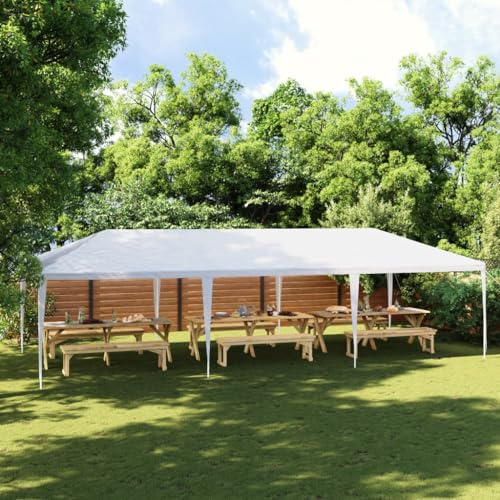 Mokuyary partytält 4 x 9 m vitt, paviljong trädgårdstält, festtält, trädgårdspaviljong för trädgård, fest, festival, bröllop
