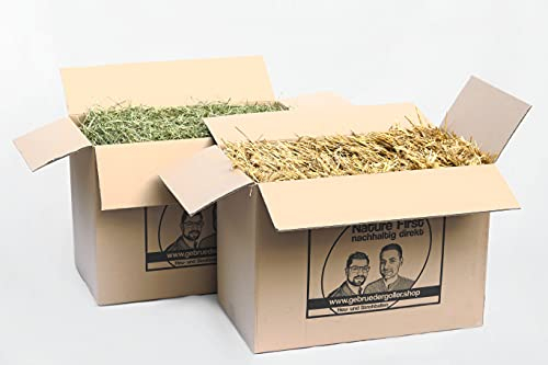 Gebrüder Goller - 10 kg Stroh + 10kg Heu – Strohballen und Heuballen für Kleintiere - für Kaninchen, Meerschweinchen, Hamster und andere Nager – auch als dekostroh oder heu deko - Direkt aus Bayern
