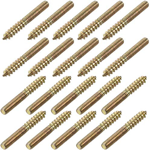 uxcell M4 Hanger Bolts Length 1-1/8(30mm) Double Headed Bolts Self-Tapping Screw 4mm Wood Joint Furniture Legs 20pcs