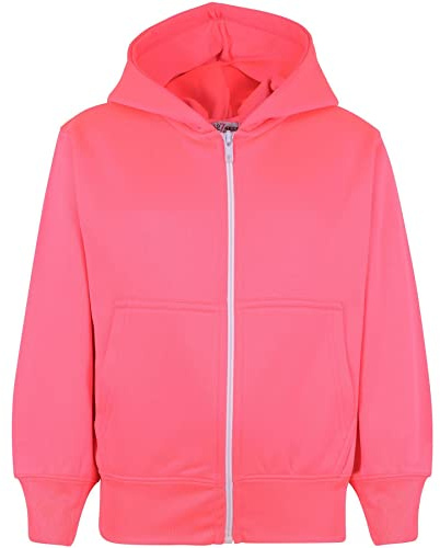 A2Z 4 Kids Flickor Pojkar Klassiskt Vanligt Tie Dye Print Full Zip Up Huva Dragkedja Topp - Zipper Neon Pink 2-3.