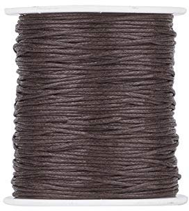 PandaHall - Cordón de algodón trenzado de 100 yardas/rollo de 1 mm, cuerda de algodón encerado para hacer joyas (marrón coco)