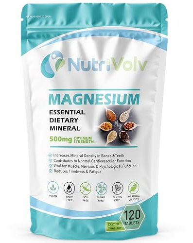 Magnesium 500mg Muscle Function Reduce Tiredness & Fatigue | Bones & Teeth Health | 120 Tablets
