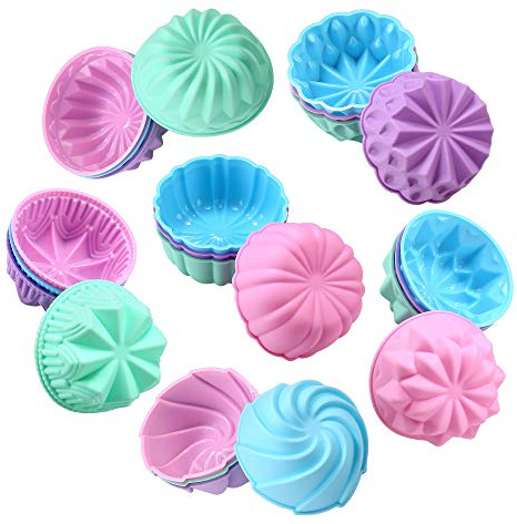 To encounter Silicone Cupcake Baking Cups, Food Grade Non-Stick Muffin Liners, Reusable 3 Inch Silicone Molds, 6 Shapes Pack of 24