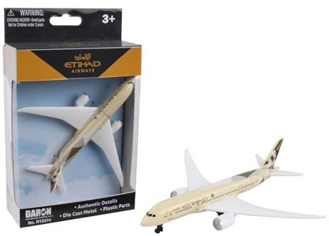 Herpa Toys Single Airplane Etihad Airways, toy model in small scale, aeroplane model, collect, play, miniature model made of plastic – suitable for 3 year olds