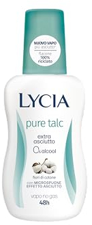 Lycia, Pure Talc Deodorante Vapo No Gas con Antibatterico e Fragranza al Profumo di Talco e Fiori di Cotone, Efficacia fino a 48H, 75 ml