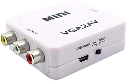 KVSERT Mini convertisseur VGA vers AV adaptateur scaler prend en charge 1080p VGA2AV convertisseur PC vers TV HD ordinateur vers TV