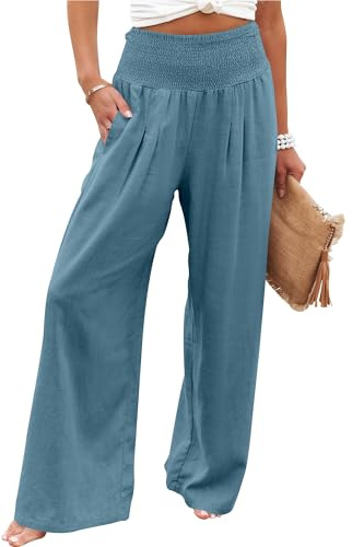 ANRABESS Women Linen Palazzo Pants Summer Boho Wide Leg High Waist Casual Lounge Pant 2026 Beach Travel Vacation Outfits Lake Large