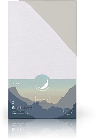 Laleni 2er-Set Spannbettlaken Babybett Kinderbett 70x140-70x140cm - Oeko-Tex Zertifiziert, 100% Baumwolle, atmungsaktives Spannbetttuch Jersey Baby, 135 g/m², Weiß - Grau