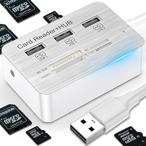 Retoo 7-in-1-USB-Hub mit Speicherkartenleser SD, MMC, MS, TF, M2, 5 Ports, Adapter für Daten