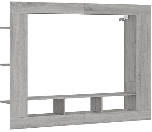 vidaXL Wall-Mounted Floating TV Cabinet in Grey Sonoma - Engineered Wood TV Unit with Ample Storage Space, Sleek Modern Design for Living Room