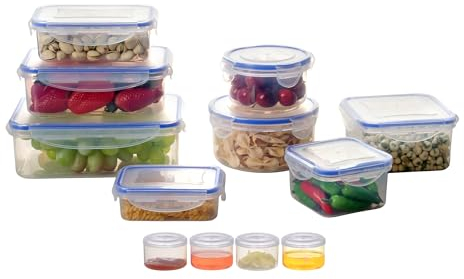 Maturi Set di 12 contenitori per alimenti con coperchio ermetico, senza BPA, 0,04 L-1,5 l