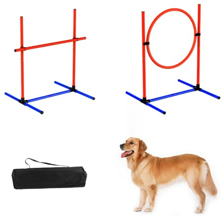 mioule 2-Pack Agility Set Hunde Groß Klein, HüRden Set - Hundesport - Slalomstangen Hund - Agility HüRden