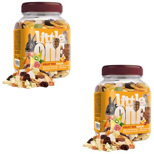 Little One Fruit Mix | Confezione Doppia | 2 x 180 g | Alimento complementare per roditori e conigli nani | Con frutta secca come banana, ananas, uvetta, cocco e altro ancora
