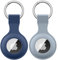 Amzpas [2-Stück Hülle für Apple AirTag Anhänger,Airtags mit Schlüsselanhänger,Silikon Ganzkörper Kratzfest,Case Cover für Air Tag mit Key Ring,Tragbar Keyring Abdeckung (Blaugrau/Blau)